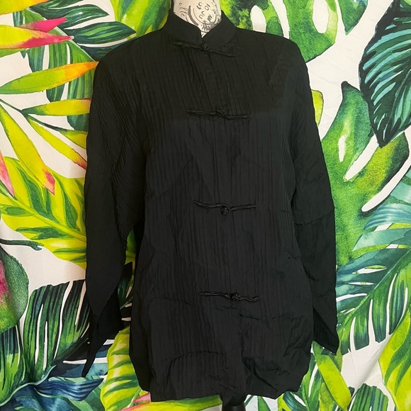 EILEEN Fisher Women's Small Black Silk Toggle Dinner Fall Autumn Goth Jacket - Picture 1 of 14